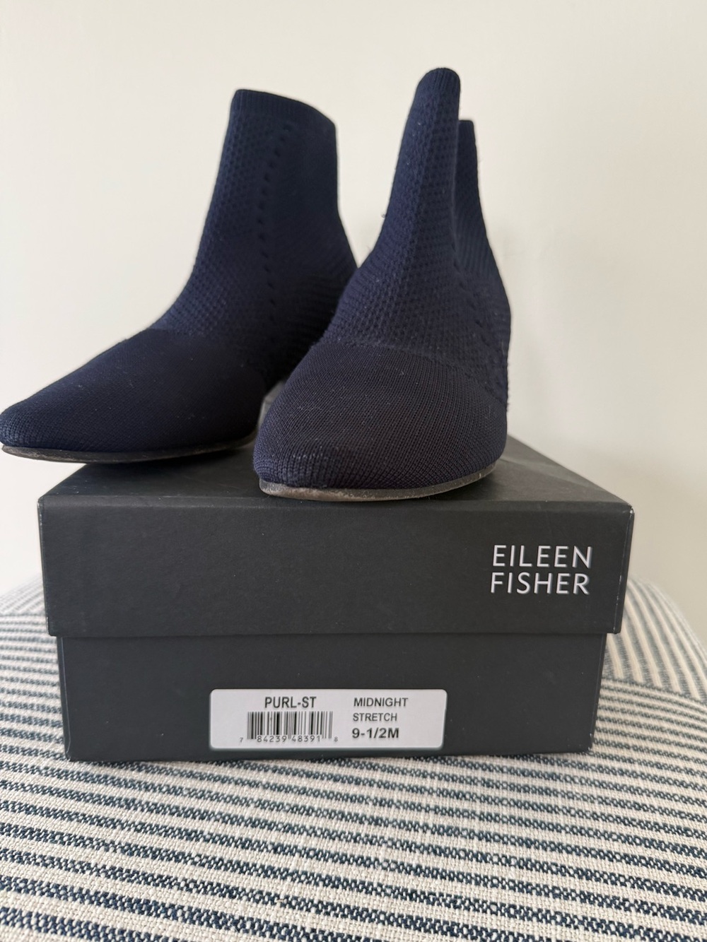 Eileen Fisher Stretch Knit Bootie - Navy - Picture 3 of 8
